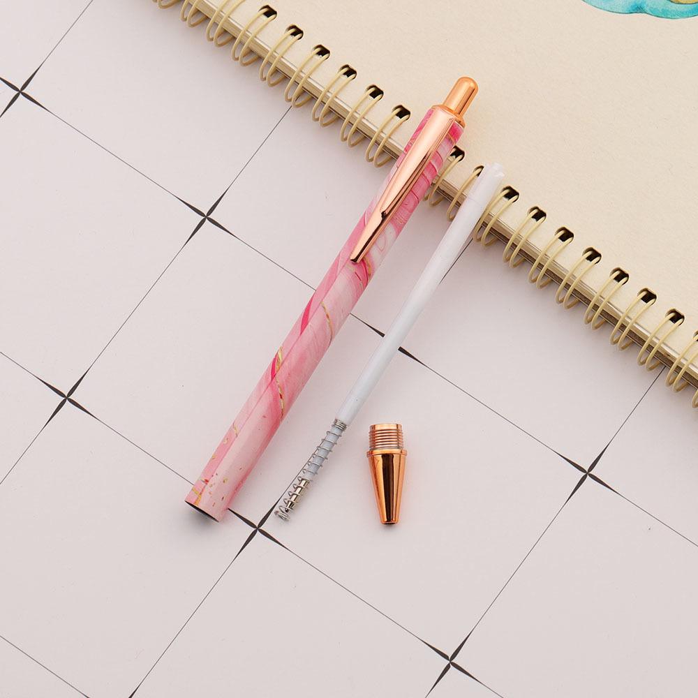 Милая розовая шариковая ручка с прессом, роскошные металлические канцелярские принадлежности Kawaii, школьные канцелярские принадлежности, 5 шт.
