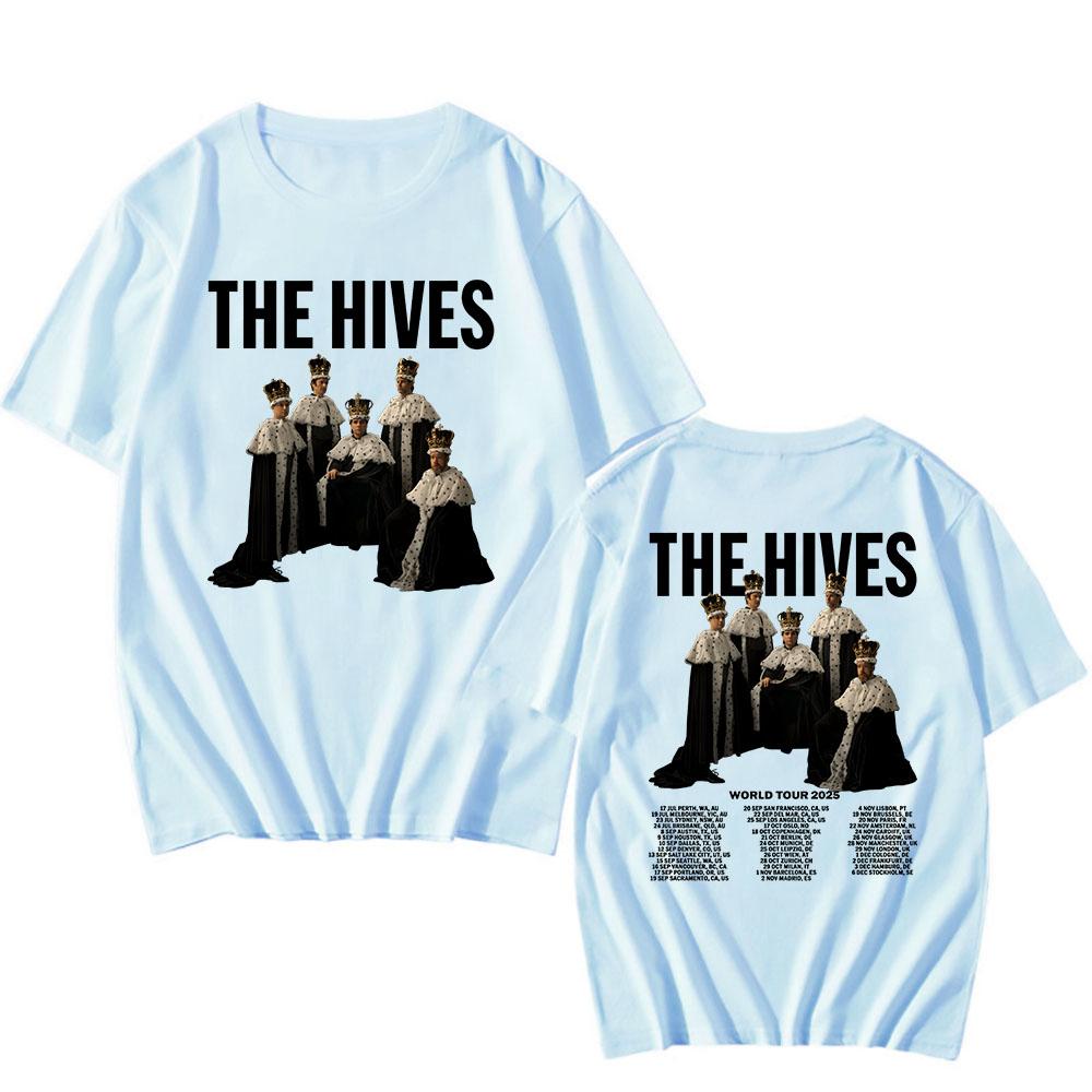The Hives Мировой тур 2025 Футболка с коротким рукавом Летние хлопковые футболки Мода Графическая футболка рок-группы Унисекс Уличная одежда Мужские футболки