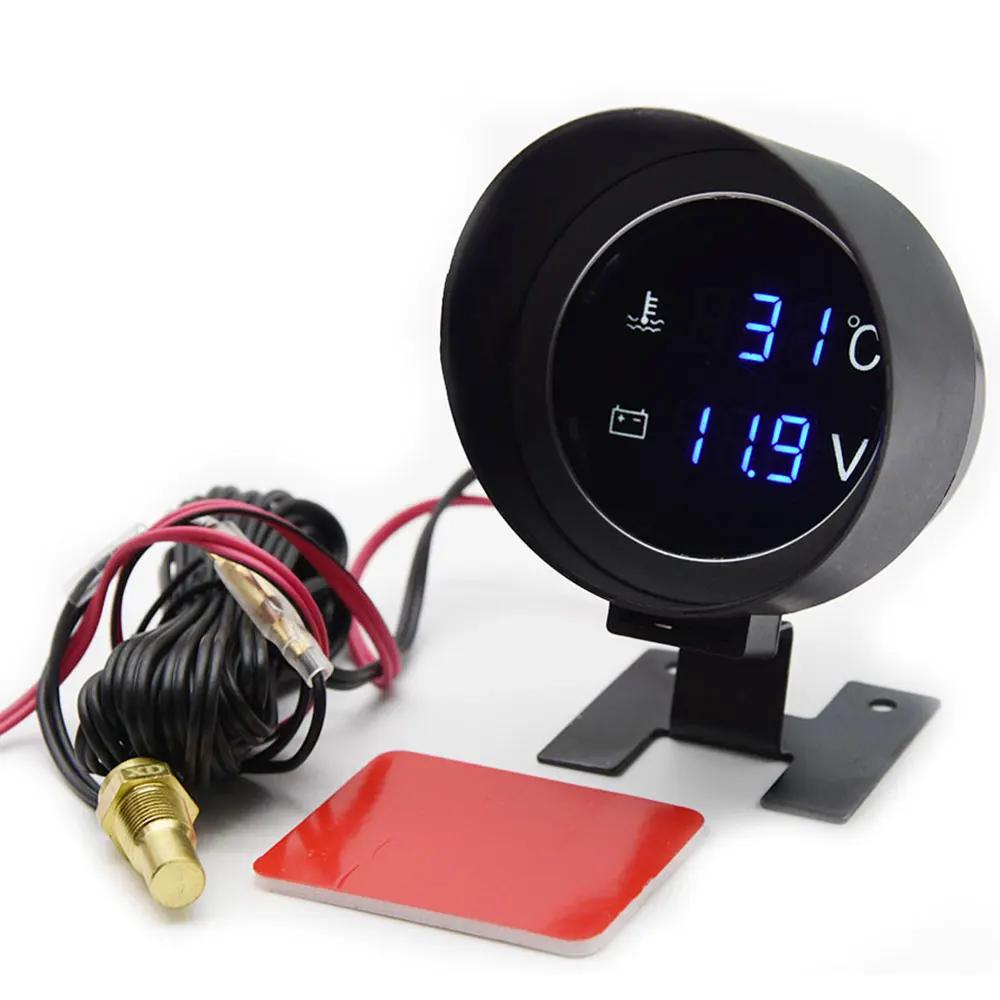 2 IN 1 Water Temperature Gauge Digital Led Voltmeter Water Temp Joint Pipe Sensor Car Truck Motorcycle Car Temperature Sensor