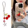 Stylish Phone Lanyard Cherry Pendant Keychain Detachable Colorful Beaded Keyring Portable Accessory for Women Girls