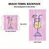 Dual-Sided Microfiber Beach Towel With Cocktail Print Quick-Dry Foldable Pool Spa Travel Outdoor Use  Lightweight Absorbent Bath