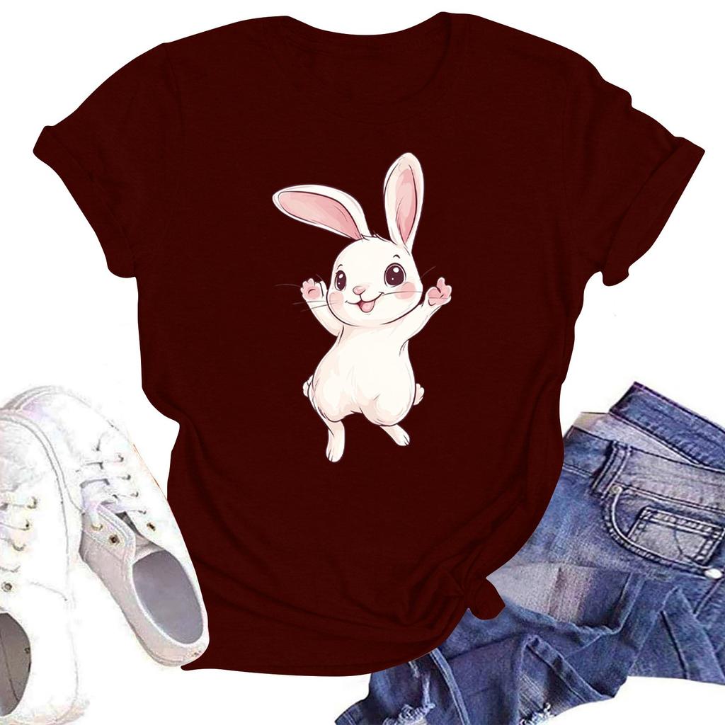 Women's Round Neck Casual Printed Short-sleeved T-shirt Top