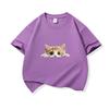 Kids Cotton T Shirt Peeking Orange Kitten Cat Print Crew Neck Short Sleeve Tee Casual Breathable Boys Girls Summer Tops