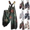 Women's Summer Overalls Floral Print Vintage Jumpsuit (Non-Adjustable Straps)