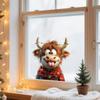 4pcs Christmas Window Decals Cute Highland Cow Static Transparent Glass Stickers Electrostatic Adhesion Glass Door Holiday Decal