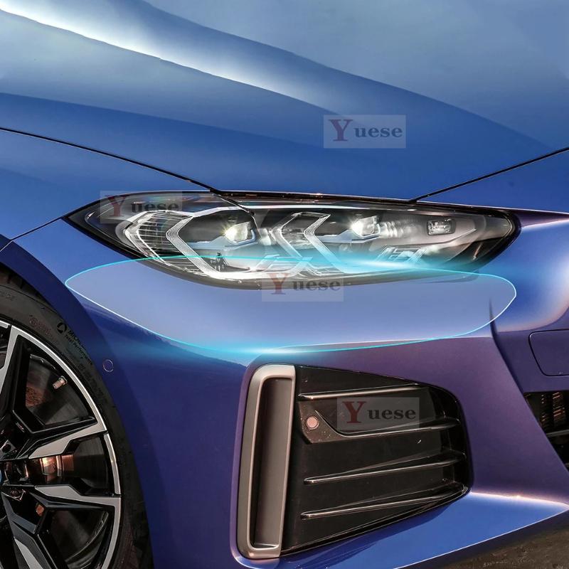 Для BMW i4 G26 2 шт. Защитная пленка для фар автомобиля Прозрачная Закопченная Черная ТПУ Наклейка