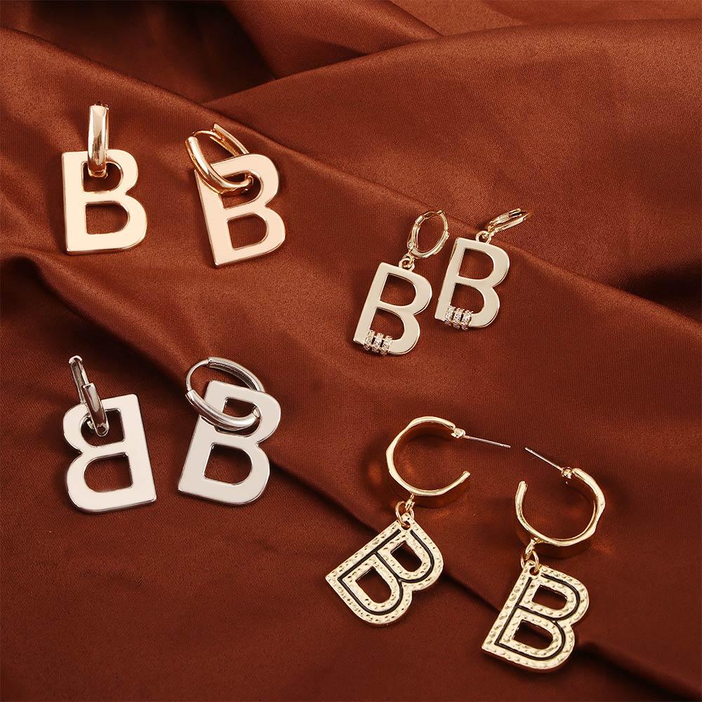 Jewelry Party Gifts for Women Hoop Earrings Drop Dangle Earrings Removable Letter B Design