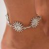 Браслет на лодыжку ручной работы из металла с цепочкой в виде подсолнуха для женщин, летние пляжные сандалии, аксессуары для отдыха на босу ногу