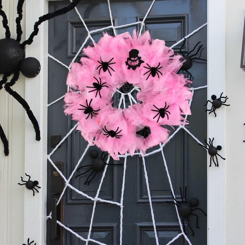 Mesh Halloween Decorations 16.9inch Door Garland Hanging New Halloween Spider Garland  Party