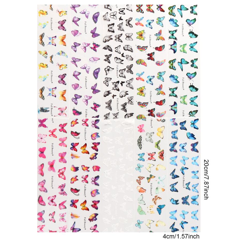Xiaomi 10pcs Butterfly Nail Foils Transfer Stickers Pink Blue Butterflies Nail Art Decals Slider Decorations Manicure Full Wraps Tips