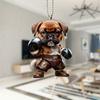 2D Acrylic French Bulldog Boxer Hanging Ornaments, Christmas Decorations, Car Rearview Mirror and Keychain Pendant
