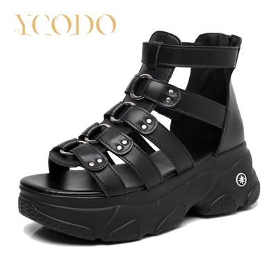 Женские летние сандалии из натуральной кожи на толстой подошве, женская обувь на высокой платформе, удобные сандалии на мягкой подошве с мягким лицом