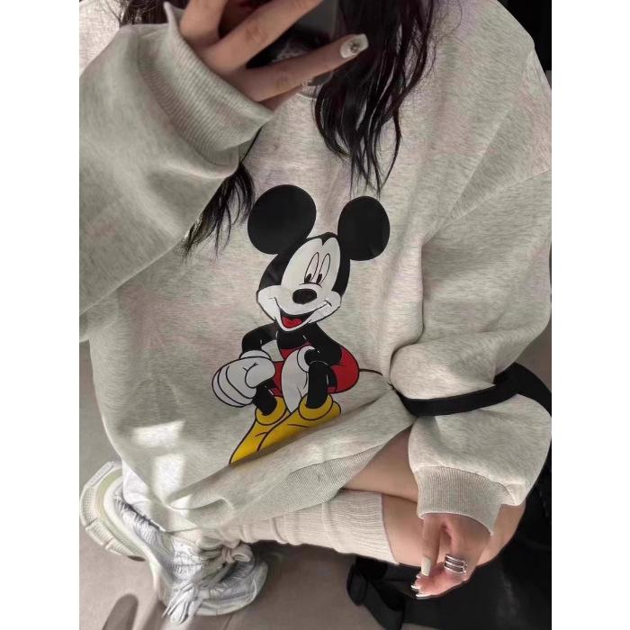 Heavyweight 2024 Mickey Mouse Print Hoodie - 320g Cotton/420g Silver Fox Fleece