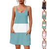 Женское летнее повседневное платье с квадратным вырезом и подтяжками, с карманами