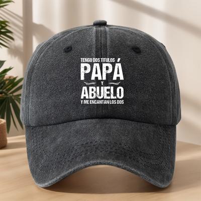 PAPA ABUELO Letter Printed Baseball Cap Classic Washed Retro Peaked Cap Soft Comfortable Sweat-Absorbent and Breathable Hat Outdoor Leisure Sun Hat