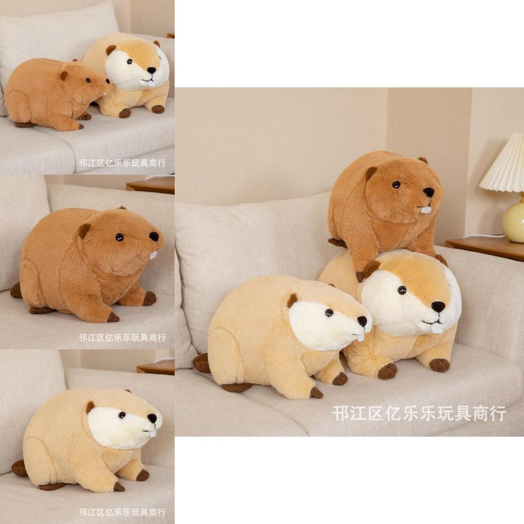 Fluffy Short Plush Beaver Soft Toy Cute Cartoon Animal Doll Fun Cuddle Companion Gift