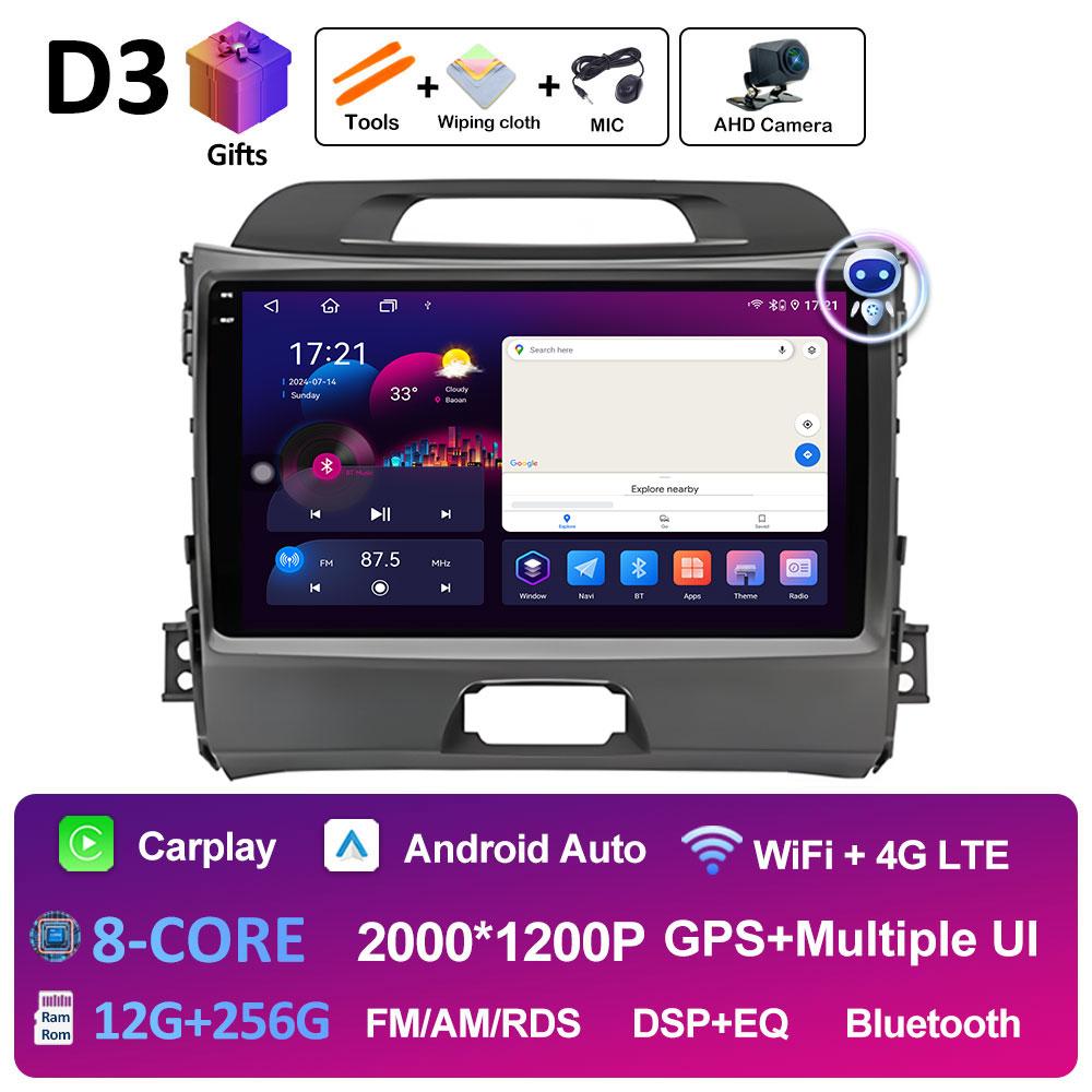 Автомагнитола для KIA Sportage 2010 2011 2012 2013 - 2016 Радиоплеер Интеллектуальная система Беспроводной Carplay Вентилятор охлаждения WIFI БЕЗ 2 din