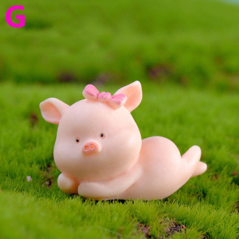 Cute Garden Home Decor Bonsai Decoration Figurine Micro Pig Family Resin Ornaments Miniature Model