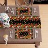 Сахарный Череп Бархатцы Цветочный Dia De Los Muertos День Мертвых Мексиканские Подставки под Тарелки Набор из 4 Штук Настольные Коврики для Кухни Обеденного Стола Украшения 12x18 Дюймов