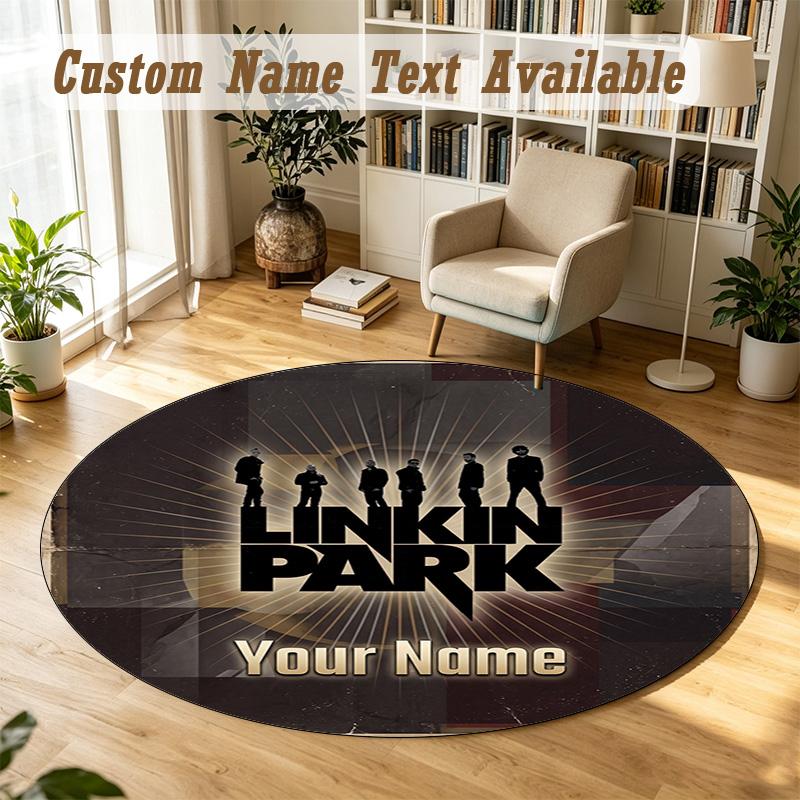 Round Rug Custom NameLinkin Park Pattern Non Slip Carpet Home Floor Decor