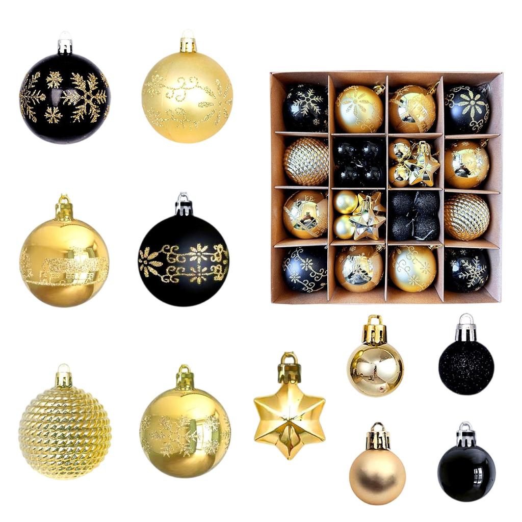 44pcs Christmas Tree Ornament Plastic Ball Decorations For DIY Crafts And Painted Designed Boxes Pendant