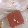 C105 Korean Minimalist Ginkgo Necklace High-End Light Luxury Fan-Shaped Full Diamond Niche Socialite Style Choker Collarbone Chain
