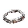 925 Sterling Silver Domineering Two Hand Brand Cross Sword Bracelet, Men's Retro Personality Crow Heart Bracelet Jewelry Gift