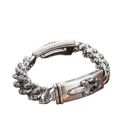 Стерлингового серебра 925 пробы, властный двуручный брендовый браслет с крестом и мечом, мужской браслет в стиле ретро с сердцем вороны, ювелирное изделие, подарок