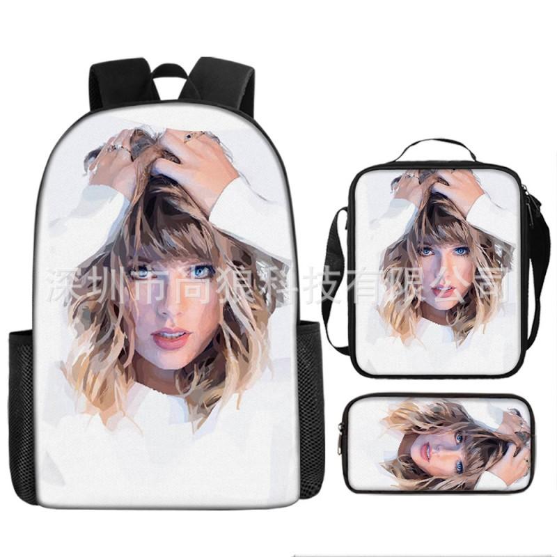 Taylor Swift Themed Kids School Backpack Set Elementary Students Oxford Fabric Breathable Lightweight With Padded Straps