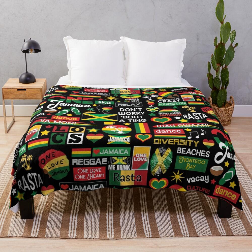 Jamaica One Love Culture Pattern Throw Blanket