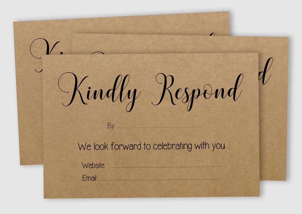 Inkdotpot 50 пустых карточек RSVP с конвертами из крафт-бумаги, ответные карточки в деревенском стиле размером 4"x6" - карточка RSVP для ответа на свадьбу, девичник, вечеринку в честь рождения ребенка, репетицию