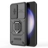 Чехол для Samsung Galaxy S24 FE с кольцом-подставкой, PC+TPU, защита камеры со сдвижной шторкой