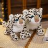 Simulation Leopard Doll Plush Toy Cute Snow Leopard Snapping Circle Doll for Boy Birthday Gift