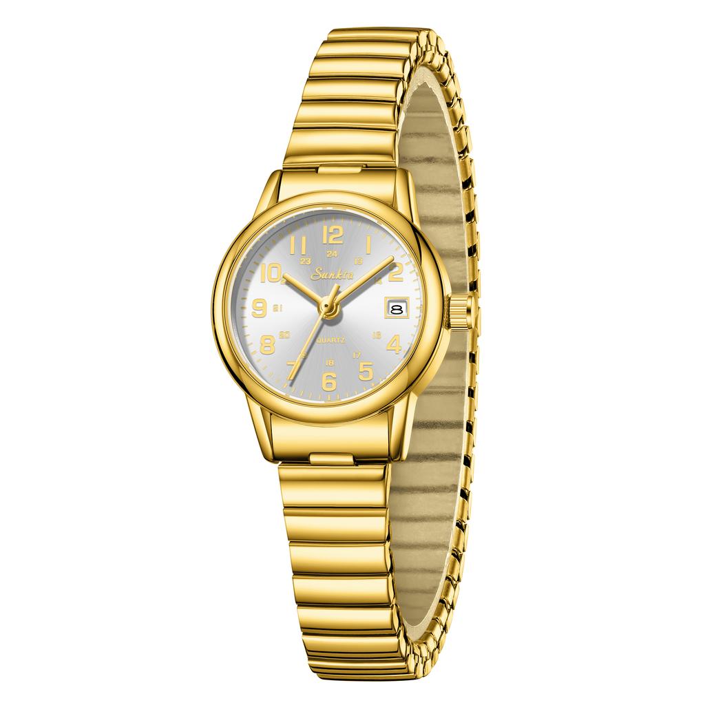 SUNKTA Fashion Personality Style Women Watch Casual Quartz Watch Elastic Elastic Band Classic Scale Wristwatches Lady Watch