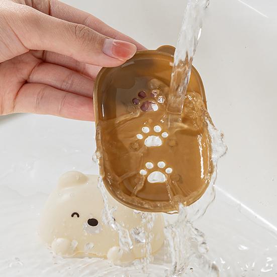Держатель для мыльницы Портативный Компактный Дизайн Мыльница в виде мультяшного медведя Водонепроницаемый Дорожный