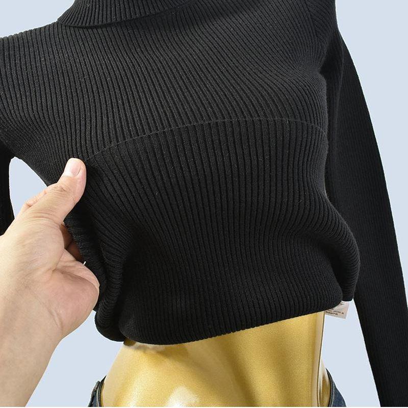 Thermal Turtleneck Bottoming Shirt Soft Glutinous Sweater Women's Autumn and Winter Retro Underwear Slim Fit Slimming Long Sleeves Knitting Tops