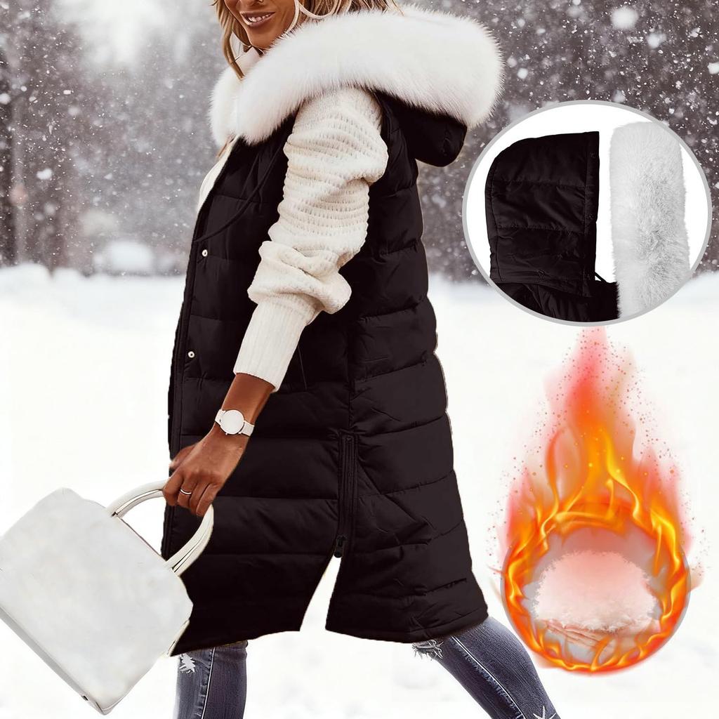 Женский длинный пуховик с капюшоном