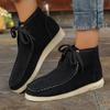 Women's Fashion Flat Single Boots Autumn New Round Head Suede Front Lace-up Soft Sole Non-slip Ankle Boots 36-43