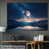 2D plane, 1 piece of starry night full moon pattern background fabric, suitable for room and living room decoration