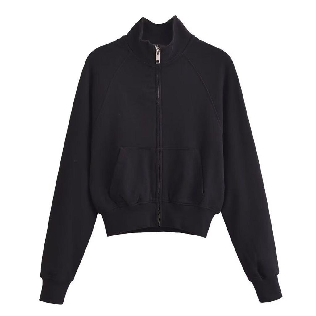 Весна 2025 Женский повседневный свитшот на молнии в европейском/американском стиле со стойкой воротником и длинными брюками