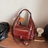 Korean Style Waxed Leather Shoulder Bag: Trendy, Casual, Simple Messenger & Ladies' Backpack for Commutes & Class.