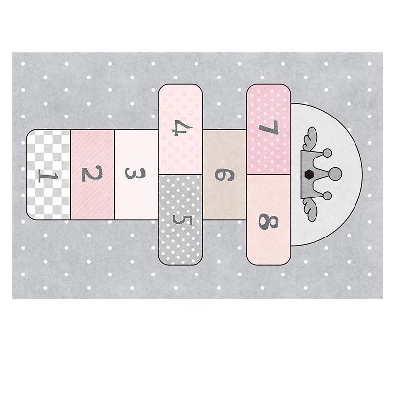 Light Gray Children's Hopscotch Carpet for Boy Girl Cartoon Game Carpets Living Room Baby Crawling Non-slip Mat Home Decoration