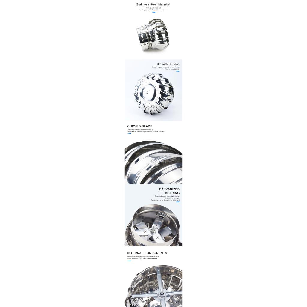110mm 201 Stainless Steel Unpowered Roof Ventilator Pipefit Attic Ventilating Fan Wind Turbines