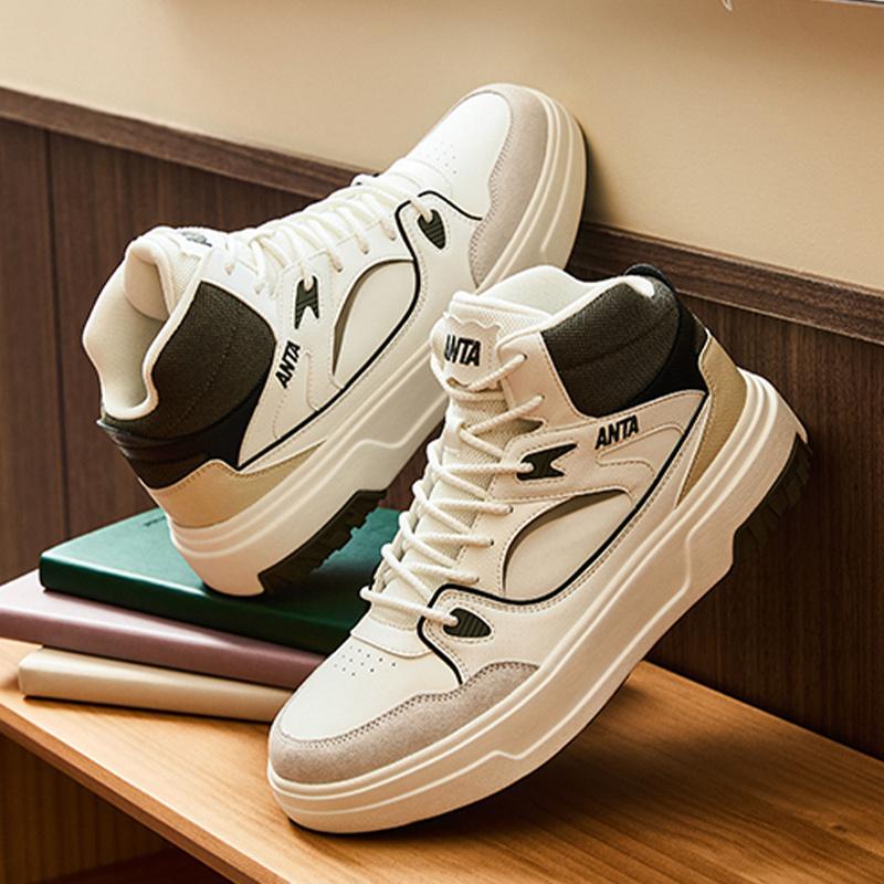 Anta Удобные модные универсальные высокие кроссовки для скейтбординга мужские кроссовки белые черные зеленые 912448082-1