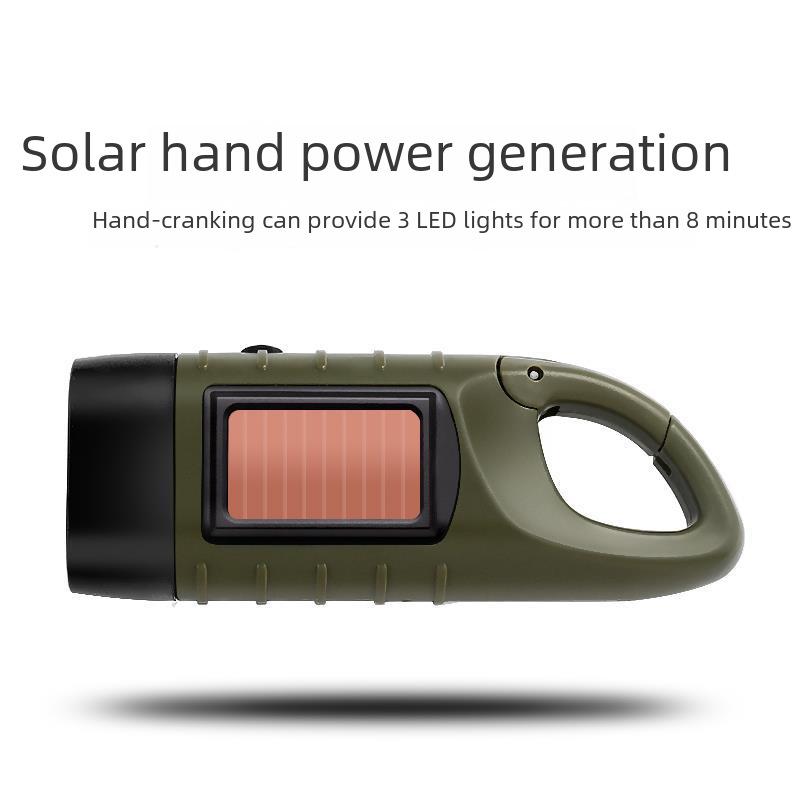 Germany Export Outdoor Solar & Hand-Crank Rechargeable Multifunction Flashlight