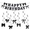 Bow Theme Happy Birthday Banner Paper Backdrop Decor New Hanging Garland  Party Supplies