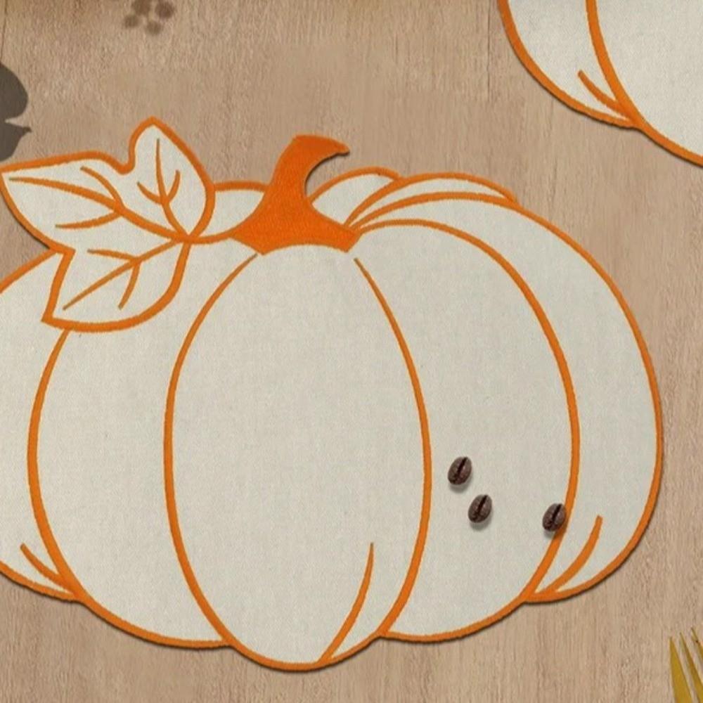Embroidered Dining Table Mat Heat Insulated Pumpkin Placemat Durable Insulated Pad