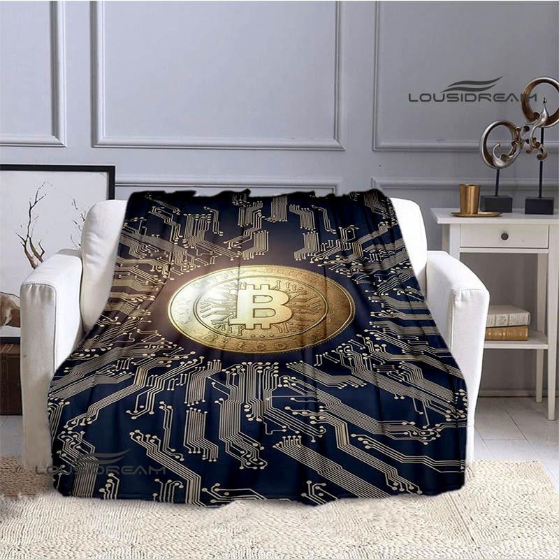 Bitcoin Fashion Printed Blanket Kids Warm Blanket Flannel Soft Cozy Blanket Sofa Bed Blanket Travel Blanket Birthday Gift