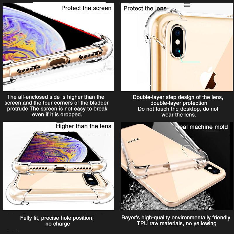 Прозрачный противоударный чехол для iPhone X Xr Xs Max Чехол 11 12 13 14 Pro Max 8 7 6s Plus SE Силиконовый чехол