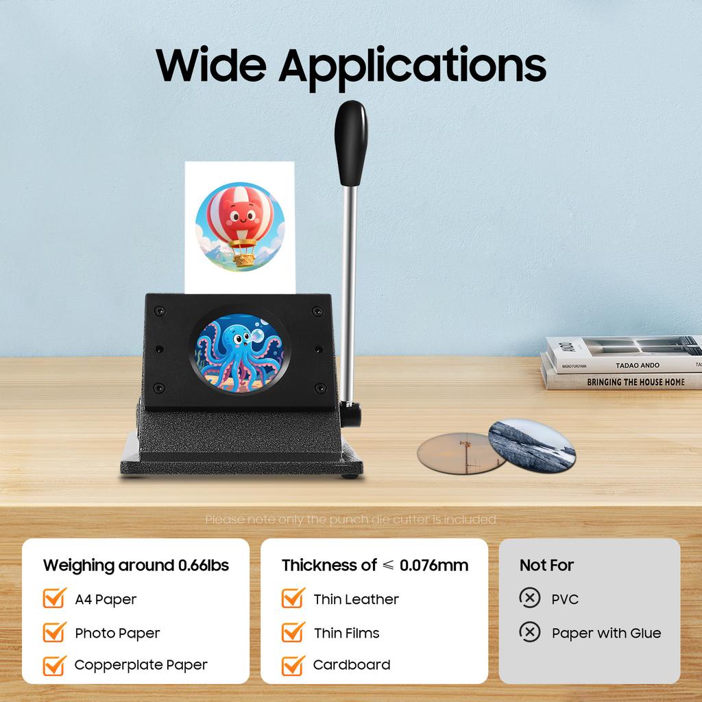 Professional Punch Die Cutter Machine 58mm 2.28in Manual Circle Cutter for Badge Button Medal Making DIY Craft